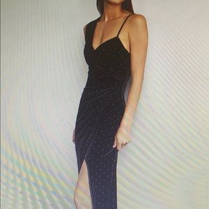 BCBGMaxazria Asymmetrical Shoulder Evening Dress